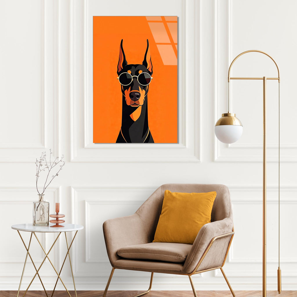 Doberman Cam Tablo – Köpek Temalı Duvar Dekoru - DEG0752