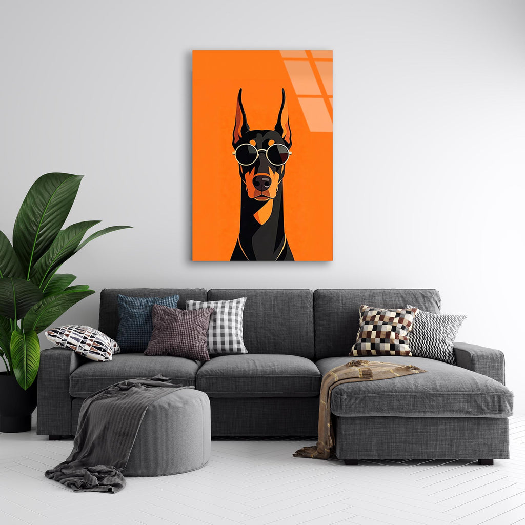 Doberman Cam Tablo – Köpek Temalı Duvar Dekoru - DEG0752