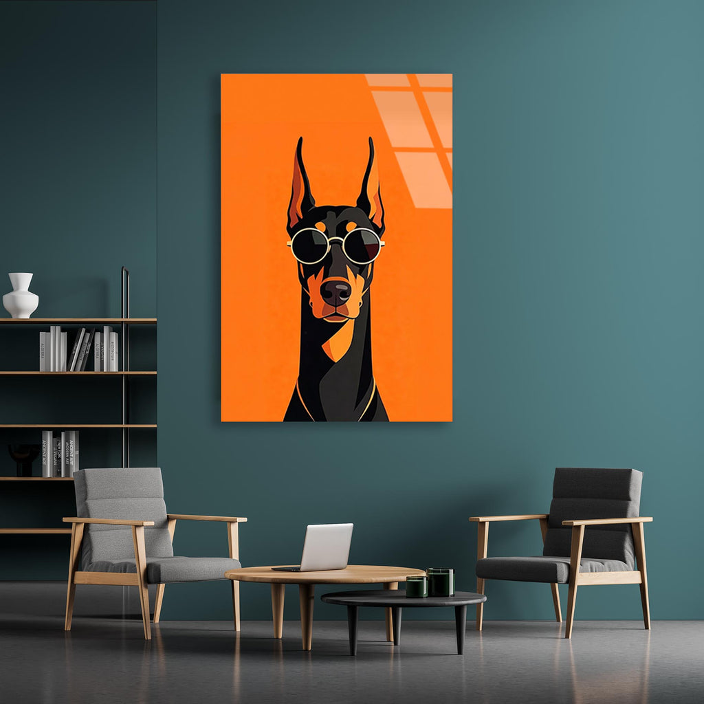 Doberman Cam Tablo – Köpek Temalı Duvar Dekoru - DEG0752