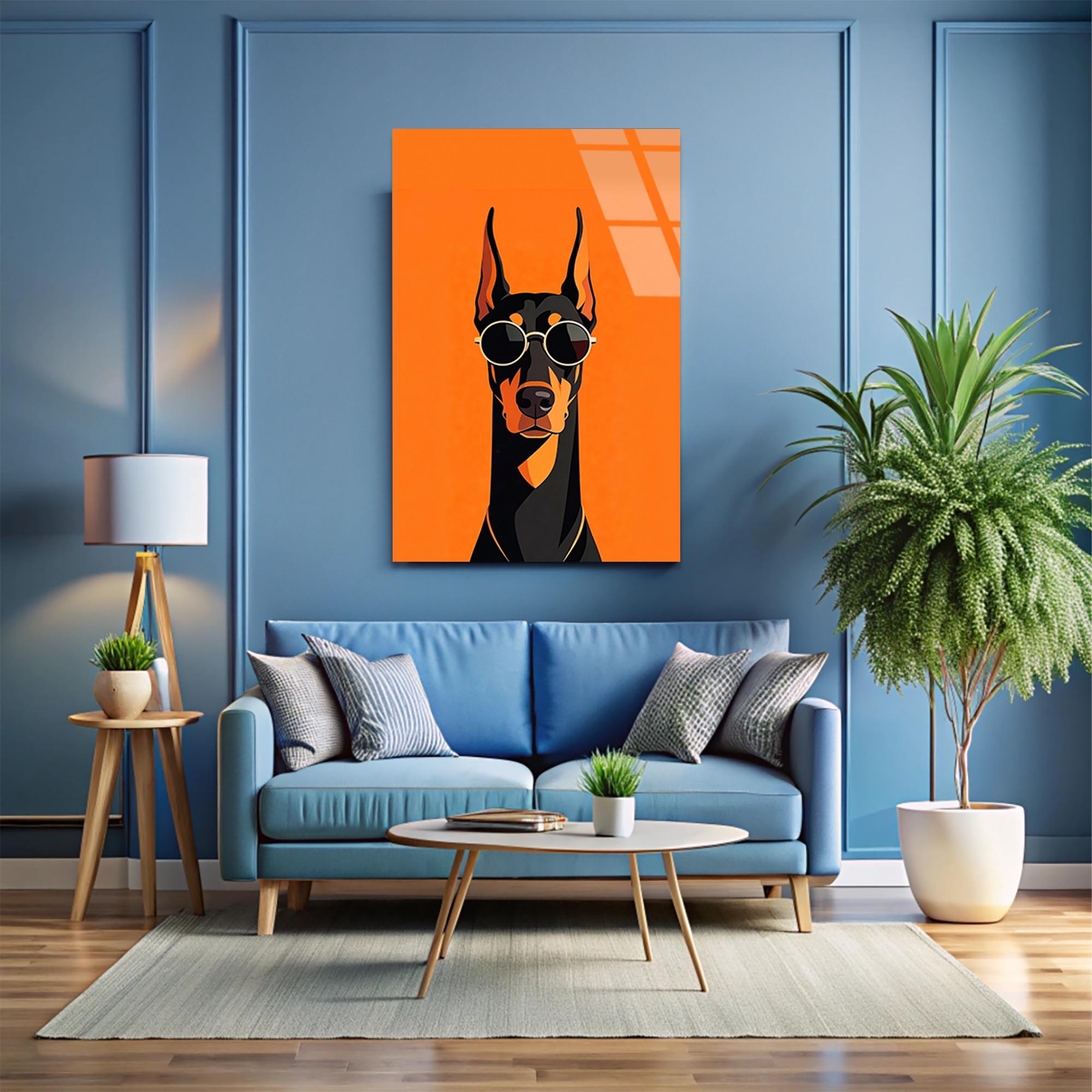 Doberman Cam Tablo – Köpek Temalı Duvar Dekoru - DEG0752