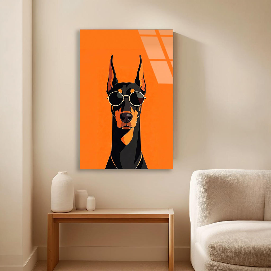 Doberman Cam Tablo – Köpek Temalı Duvar Dekoru - DEG0752