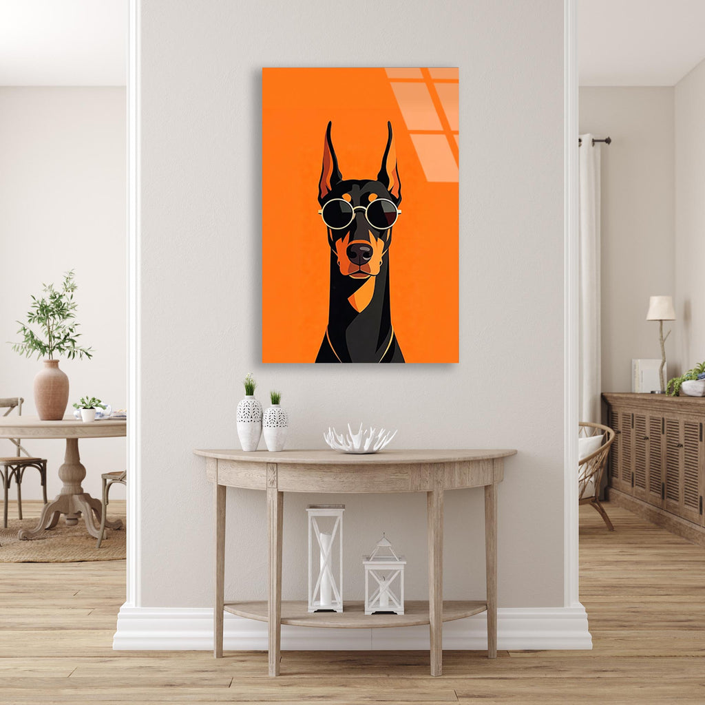 Doberman Cam Tablo – Köpek Temalı Duvar Dekoru - DEG0752