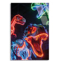 Neon Dinozorlar Cam Tablo – Renkli Hayvan Duvar Dekoru - DEG0757