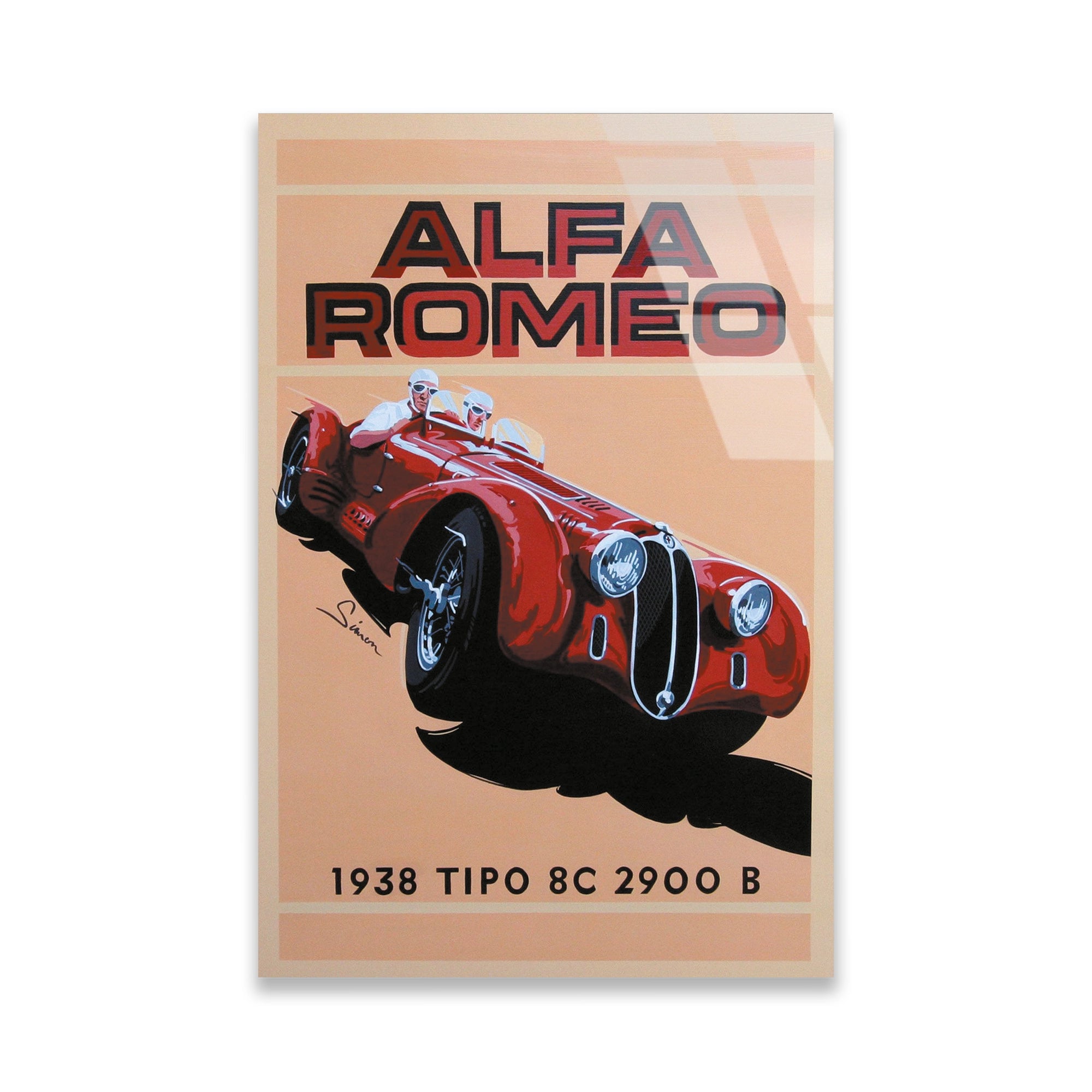 ALFA ROMEO 8C 2900 VINTAGE YARIŞ POSTERİ - CAM TABLO - DEG0463