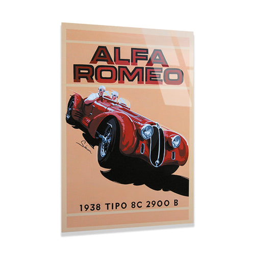 ALFA ROMEO 8C 2900 VINTAGE YARIŞ POSTERİ - CAM TABLO - DEG0463