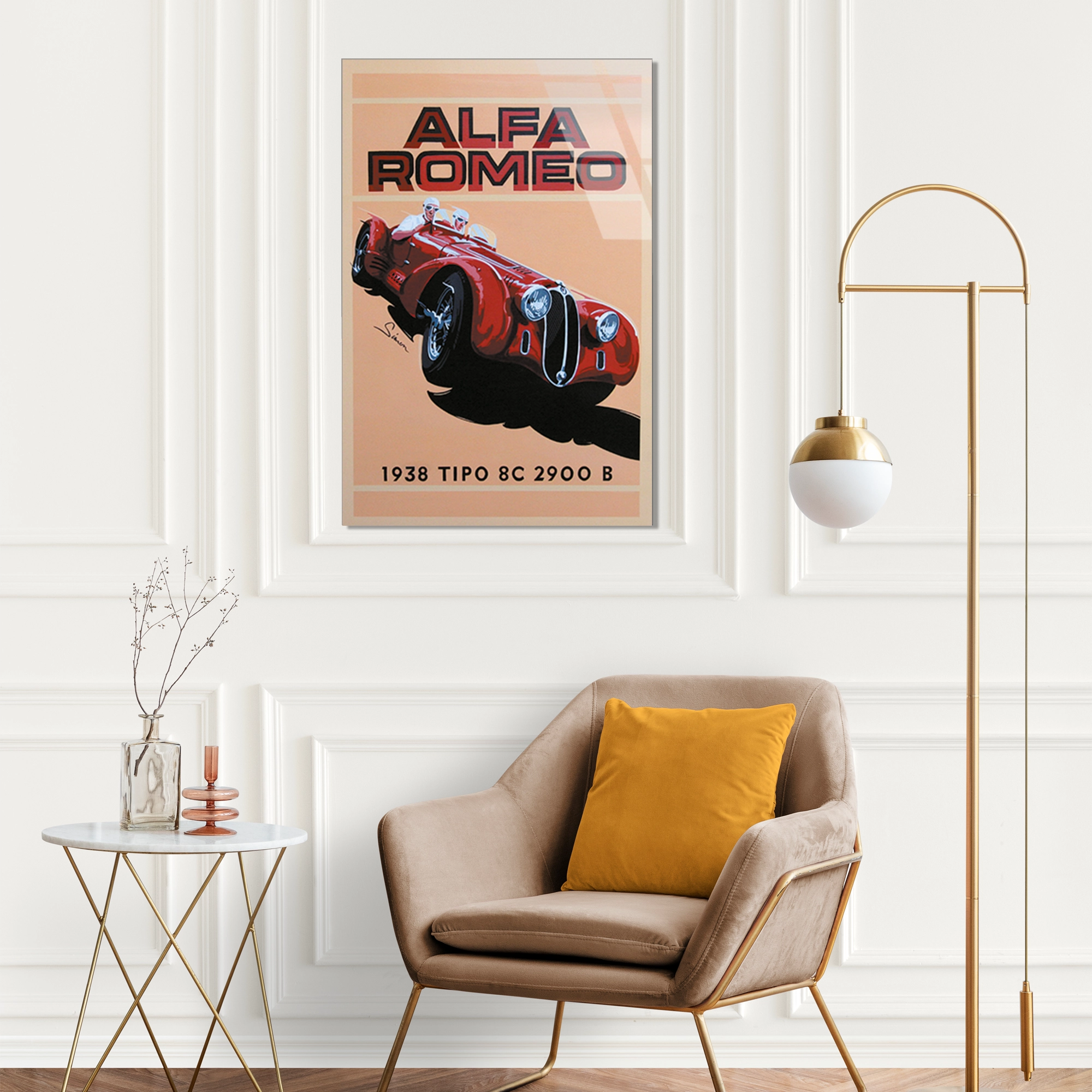ALFA ROMEO 8C 2900 VINTAGE YARIŞ POSTERİ - CAM TABLO - DEG0463