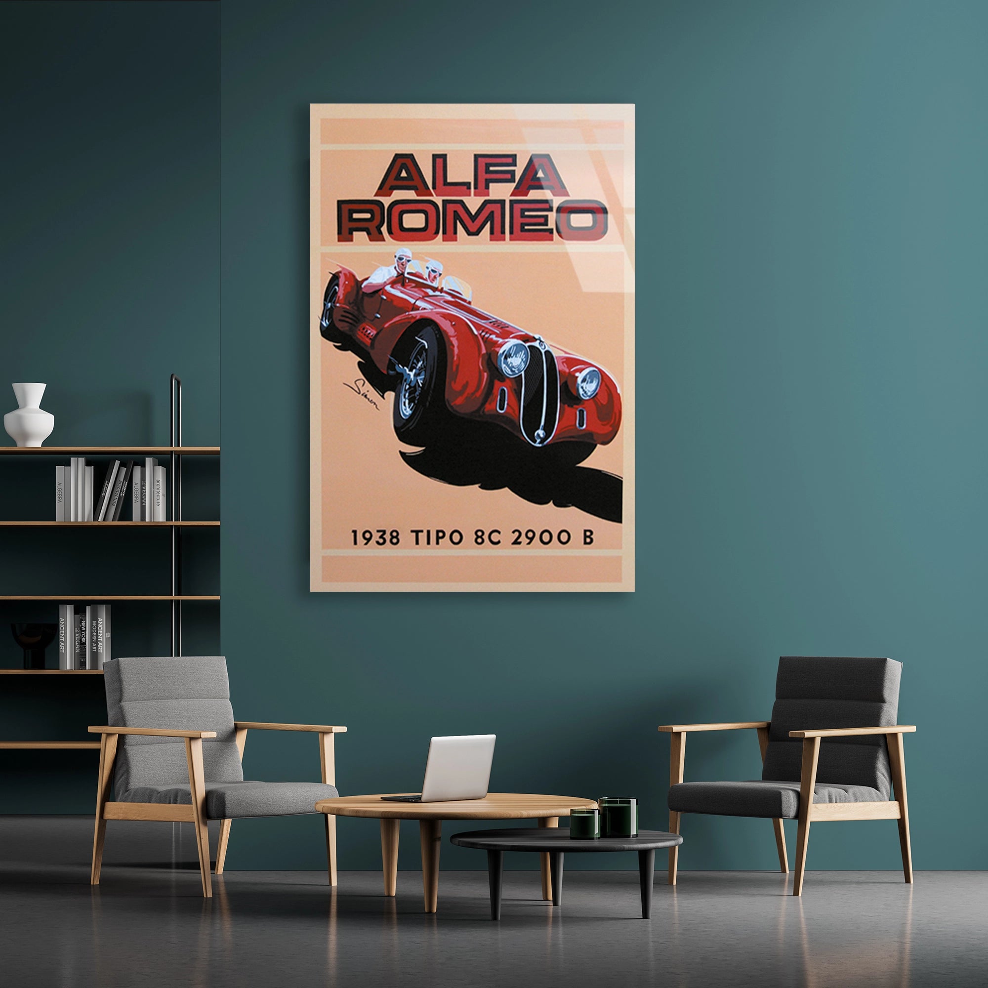 ALFA ROMEO 8C 2900 VINTAGE YARIŞ POSTERİ - CAM TABLO - DEG0463