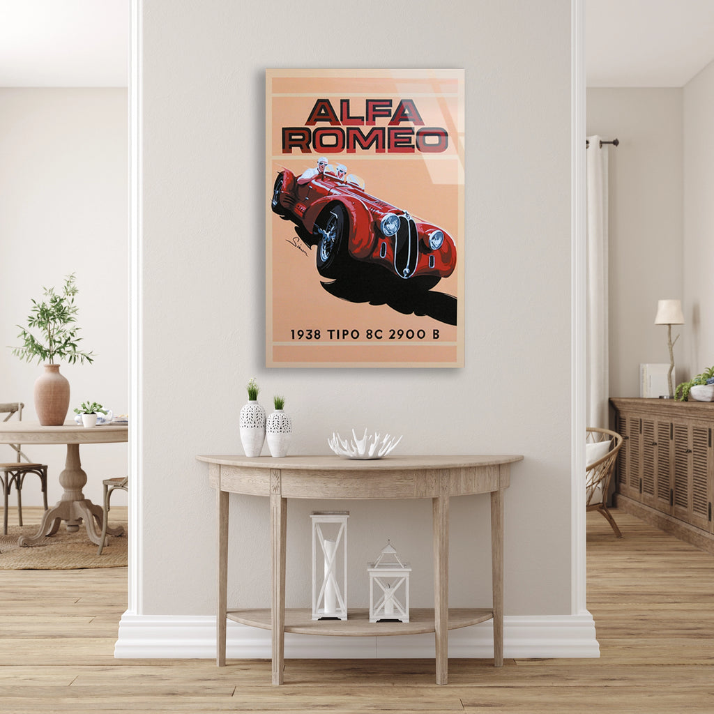 ALFA ROMEO 8C 2900 VINTAGE YARIŞ POSTERİ - CAM TABLO - DEG0463