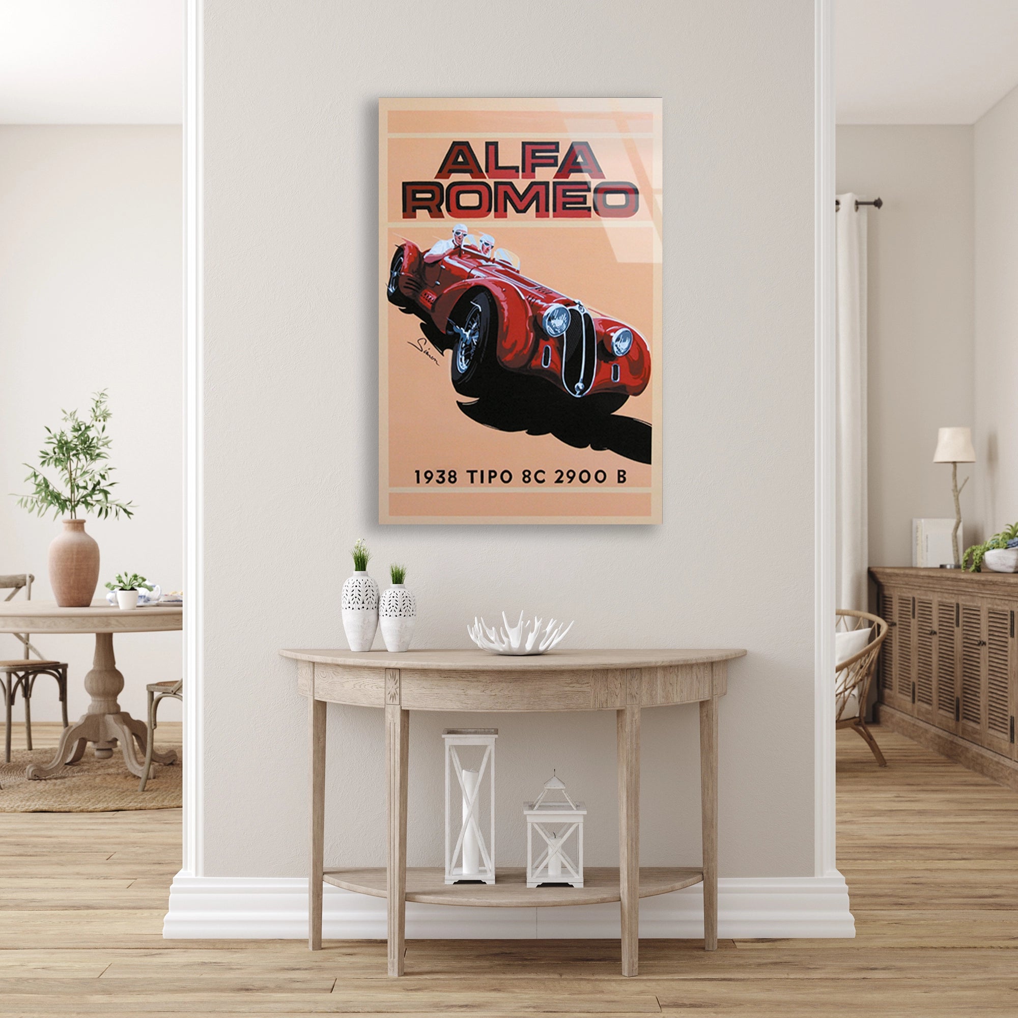 ALFA ROMEO 8C 2900 VINTAGE YARIŞ POSTERİ - CAM TABLO - DEG0463