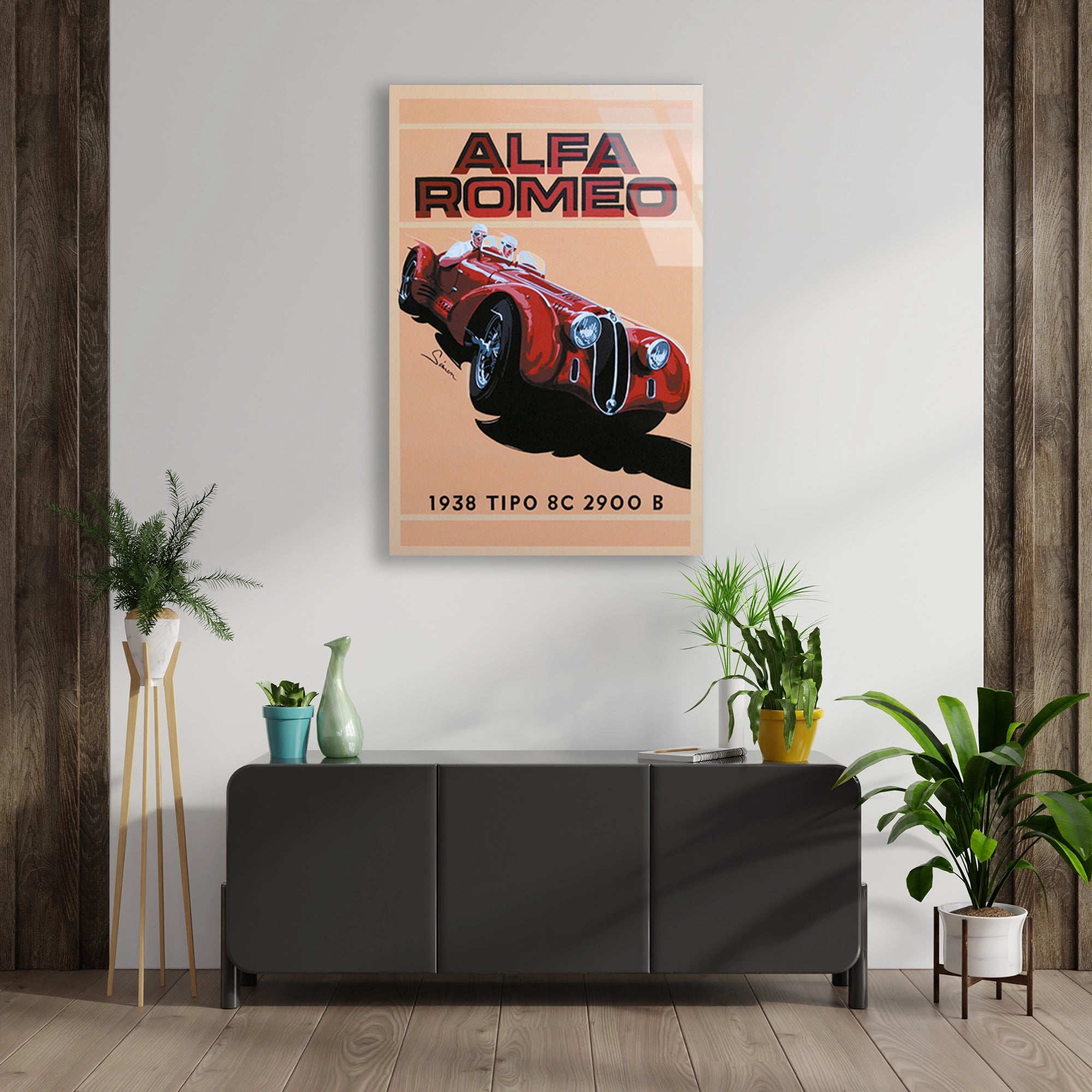 ALFA ROMEO 8C 2900 VINTAGE YARIŞ POSTERİ - CAM TABLO - DEG0463