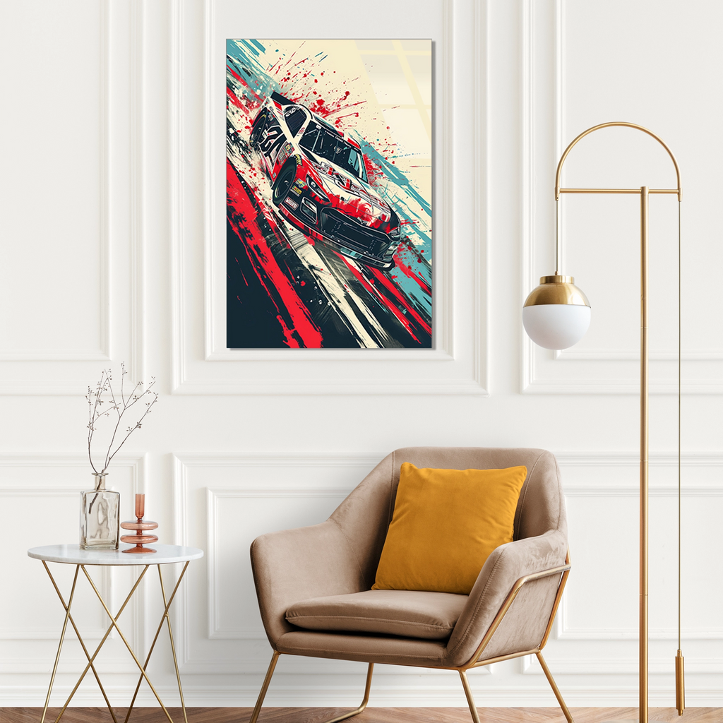 RALLİ ARABASI SPLASH POP ART - CAM TABLO - DEG0466
