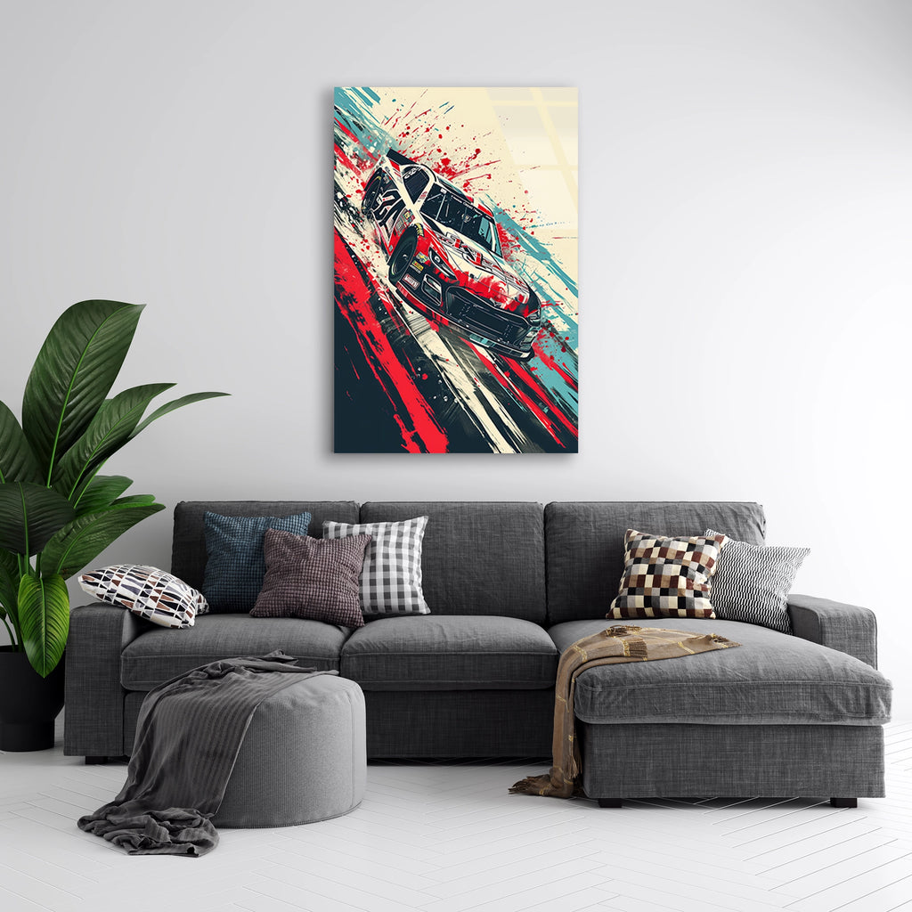 RALLİ ARABASI SPLASH POP ART - CAM TABLO - DEG0466