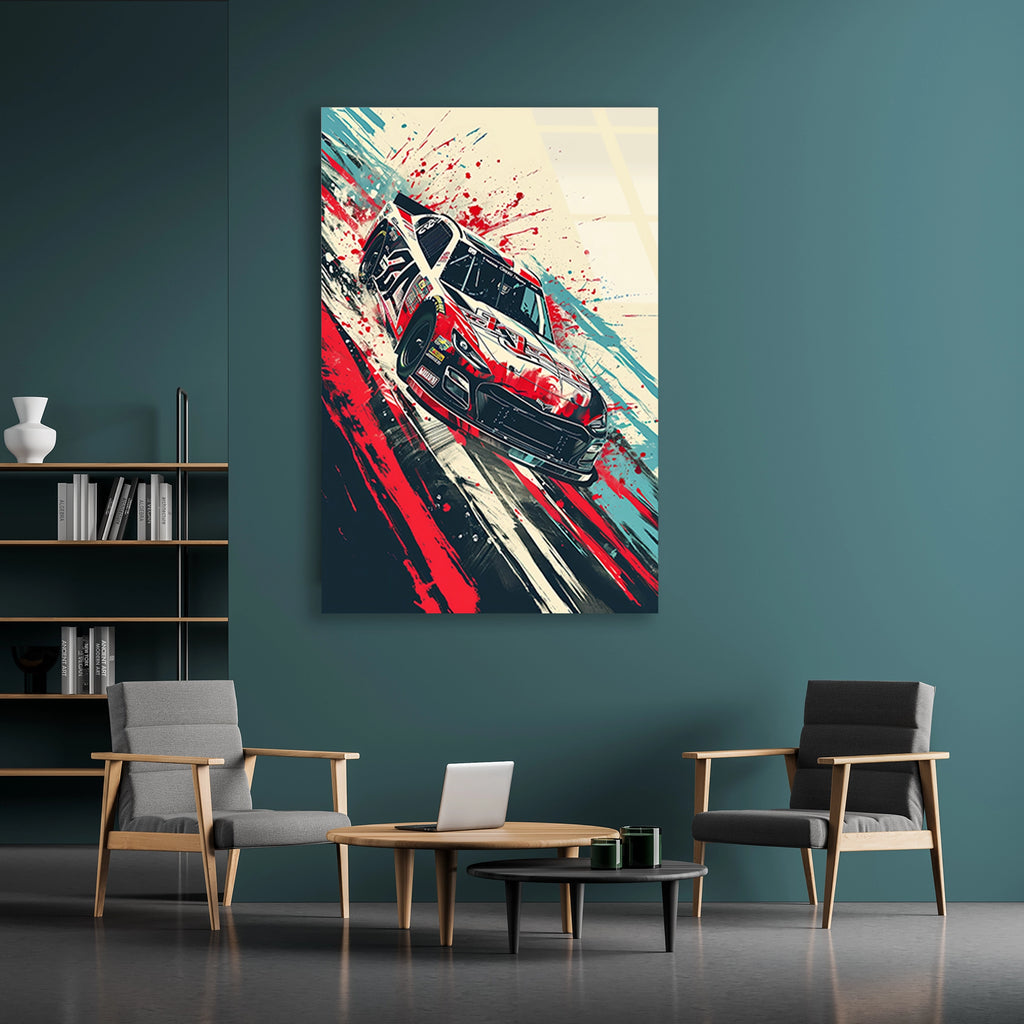 RALLİ ARABASI SPLASH POP ART - CAM TABLO - DEG0466