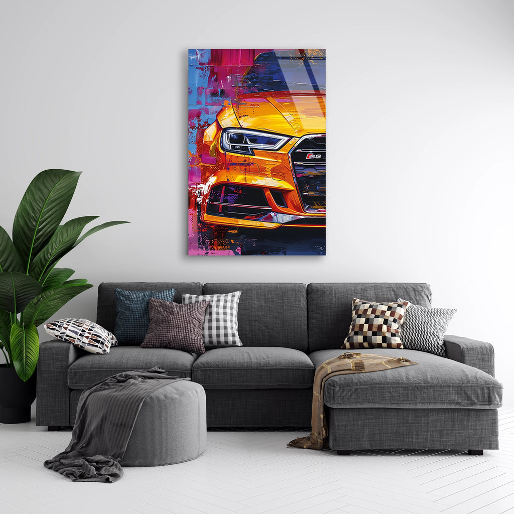 RENKLİ AUDI YAĞLI BOYA POP ART - CAM TABLO - DEG0470