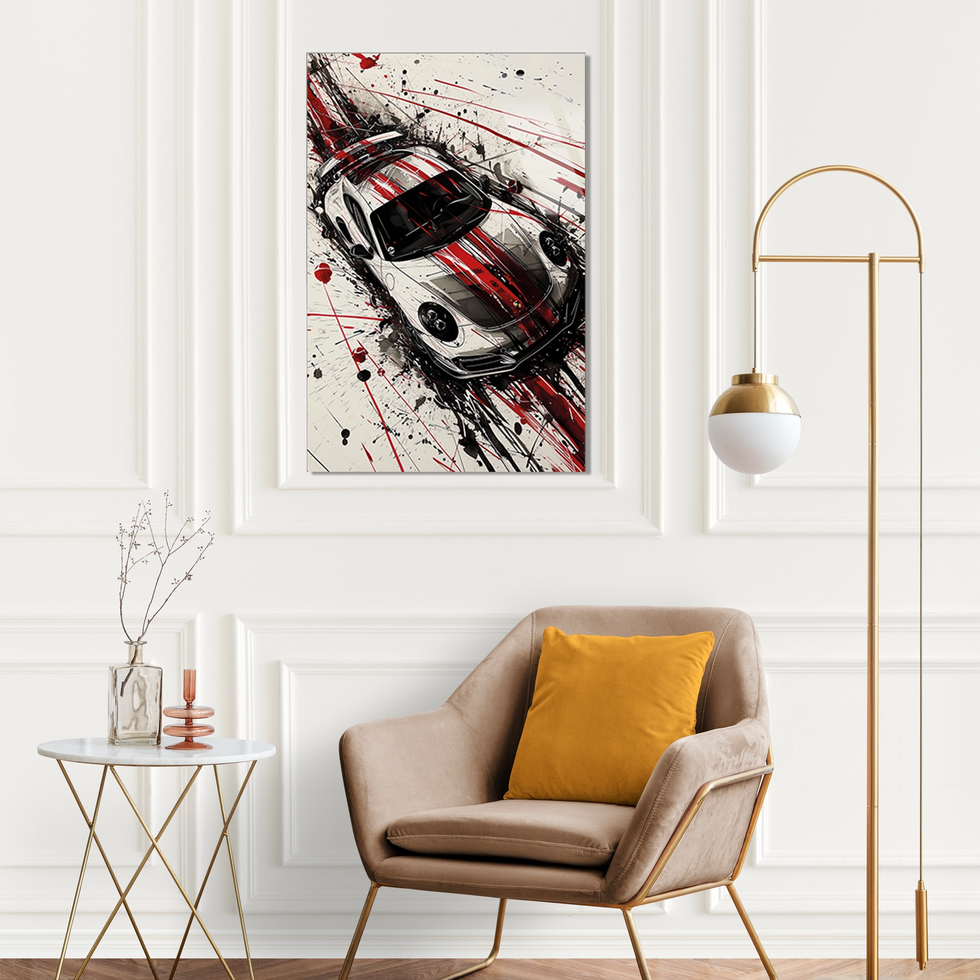 GÜMÜŞ SPOR ARABA SPLASH SANAT - CAM TABLO - DEG0471