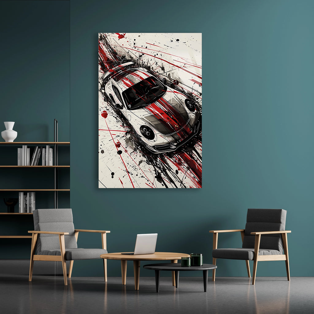 GÜMÜŞ SPOR ARABA SPLASH SANAT - CAM TABLO - DEG0471