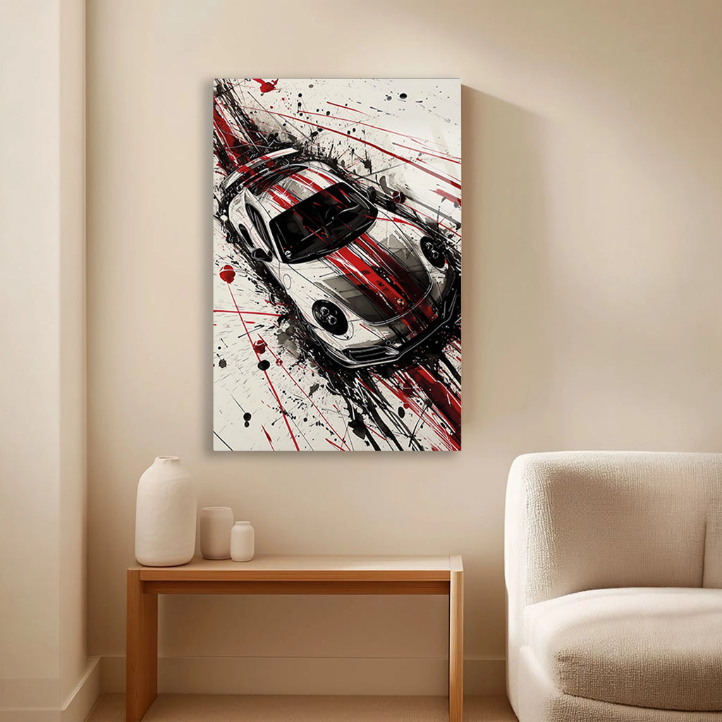 GÜMÜŞ SPOR ARABA SPLASH SANAT - CAM TABLO - DEG0471
