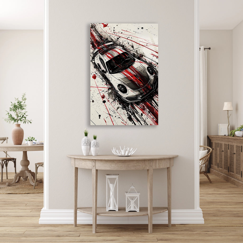 GÜMÜŞ SPOR ARABA SPLASH SANAT - CAM TABLO - DEG0471