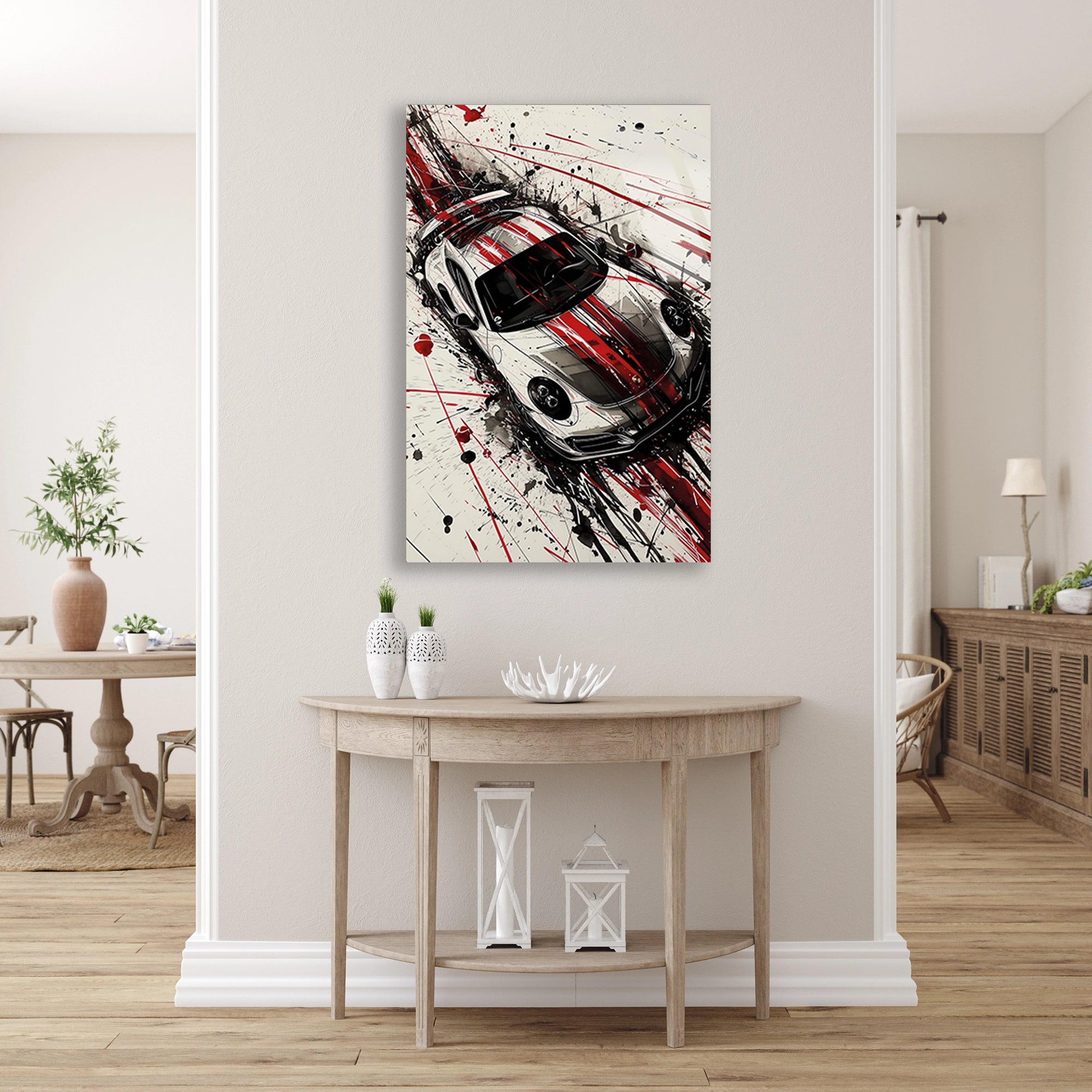 GÜMÜŞ SPOR ARABA SPLASH SANAT - CAM TABLO - DEG0471