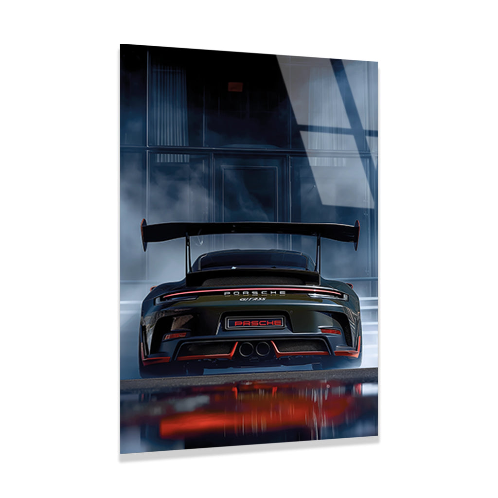 SİYAH PORSCHE GT ARKA DUMAN - CAM TABLO - DEG0473