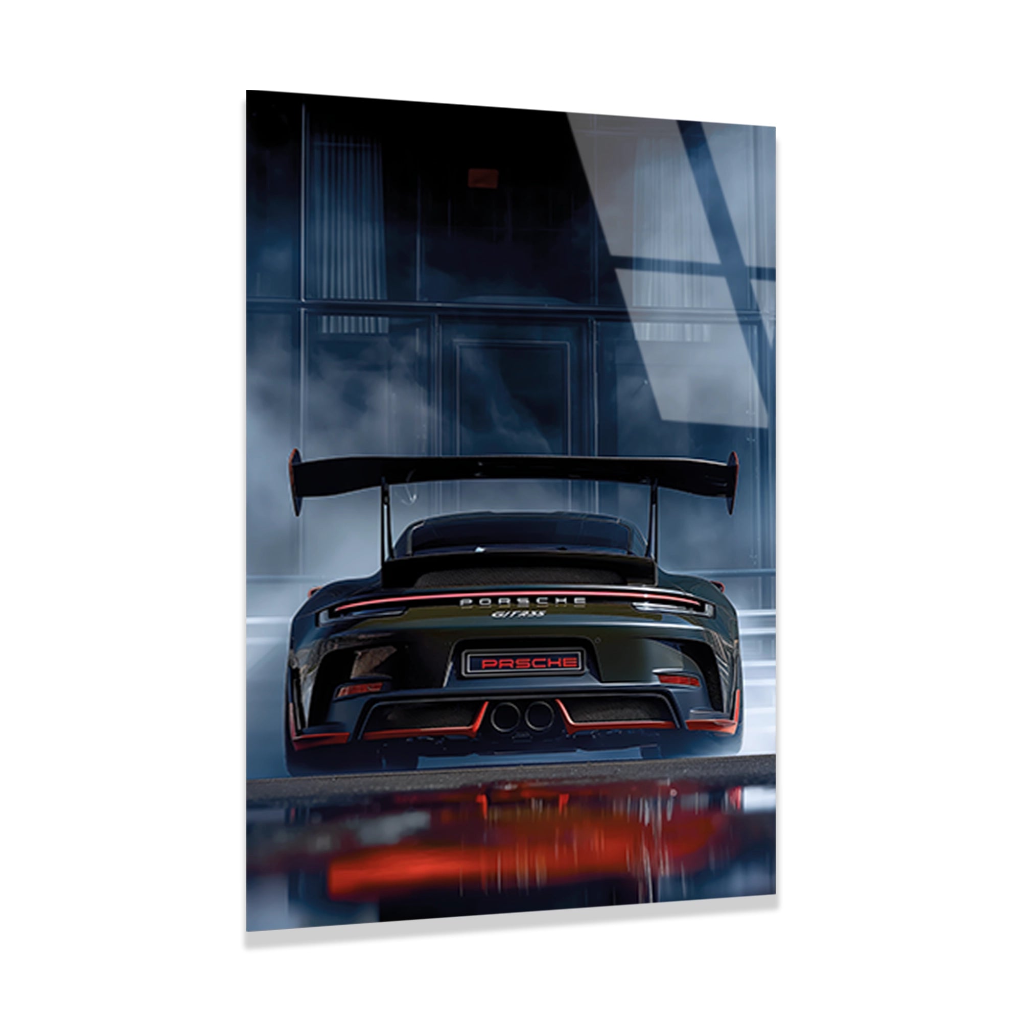 SİYAH PORSCHE GT ARKA DUMAN - CAM TABLO - DEG0473