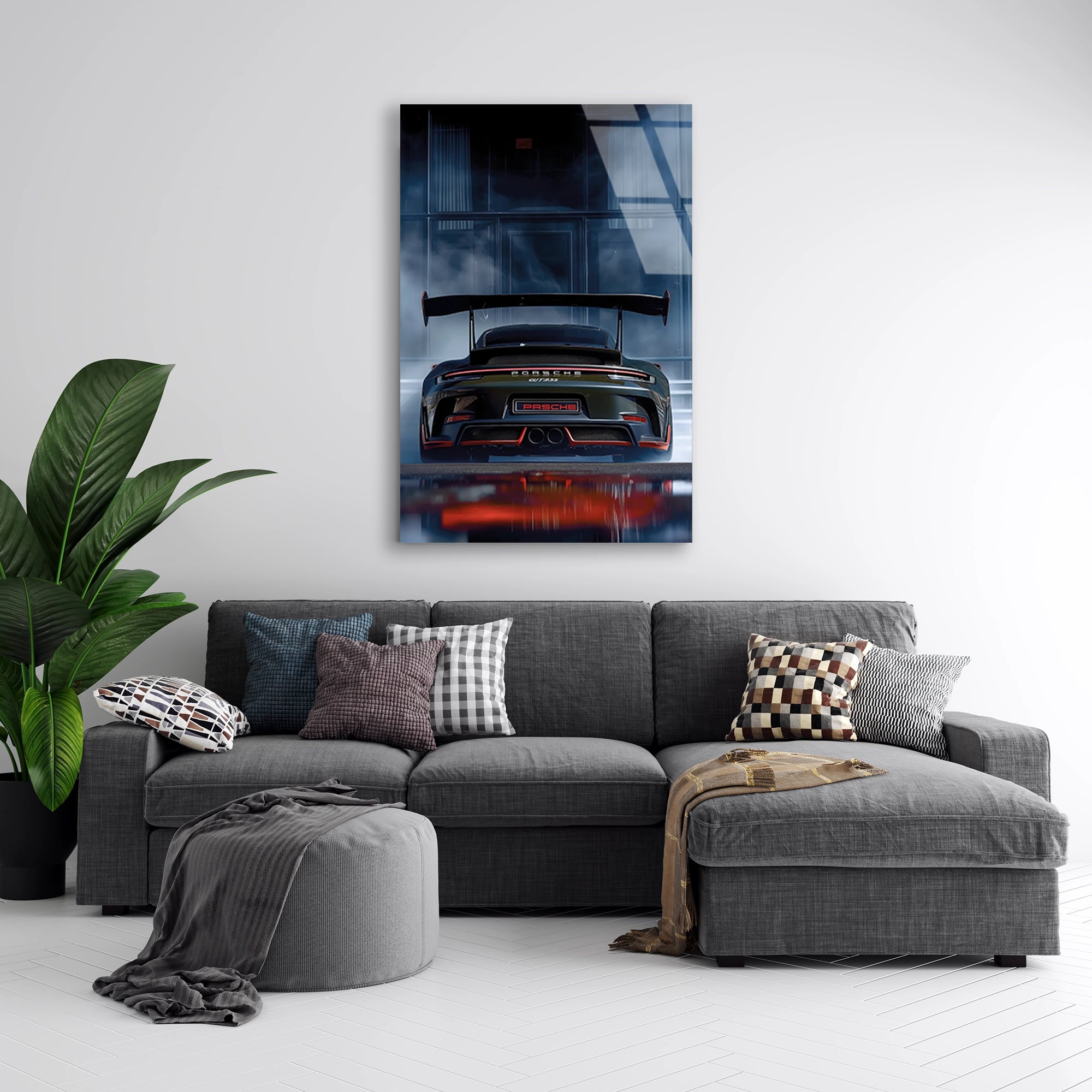 SİYAH PORSCHE GT ARKA DUMAN - CAM TABLO - DEG0473