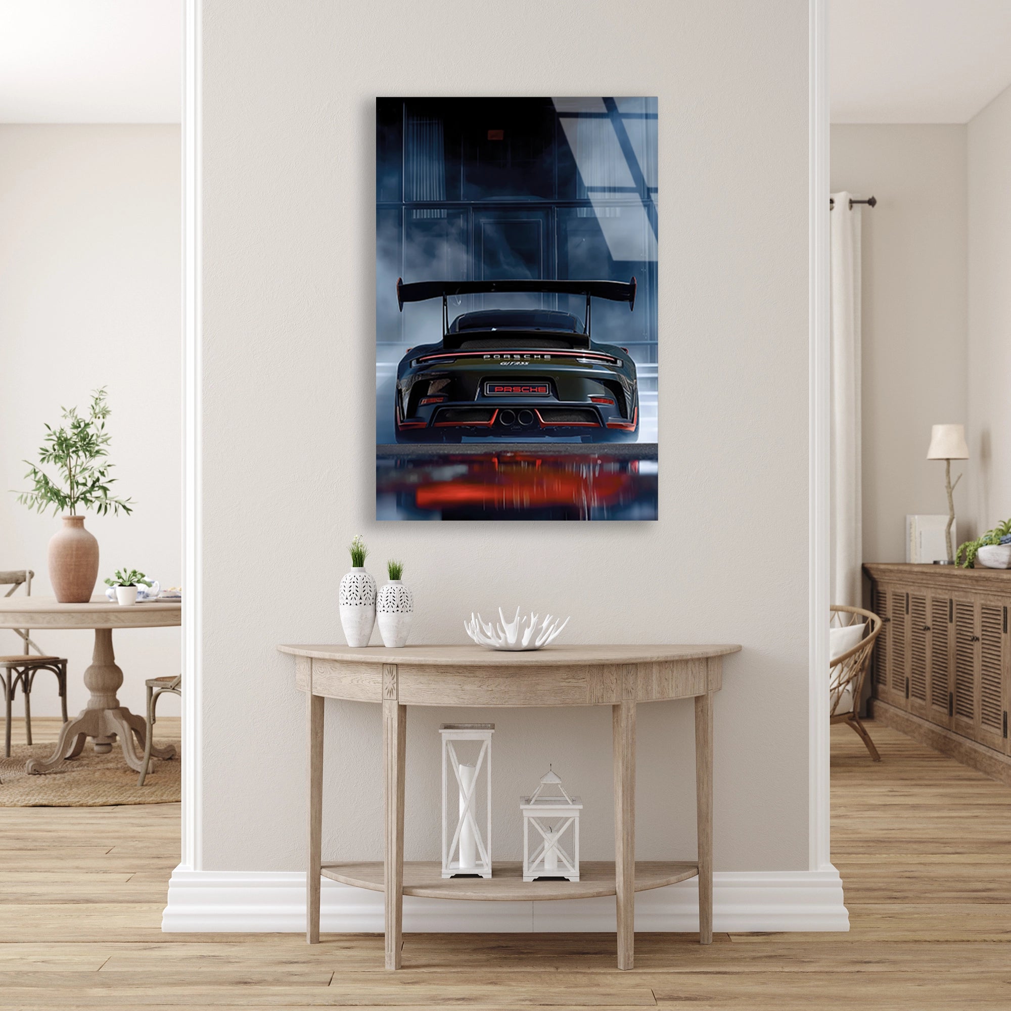 SİYAH PORSCHE GT ARKA DUMAN - CAM TABLO - DEG0473