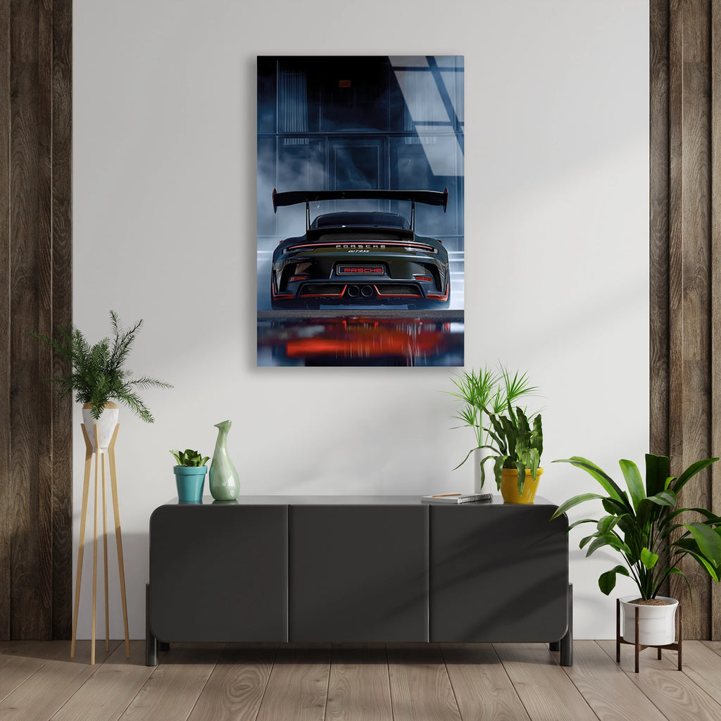 SİYAH PORSCHE GT ARKA DUMAN - CAM TABLO - DEG0473