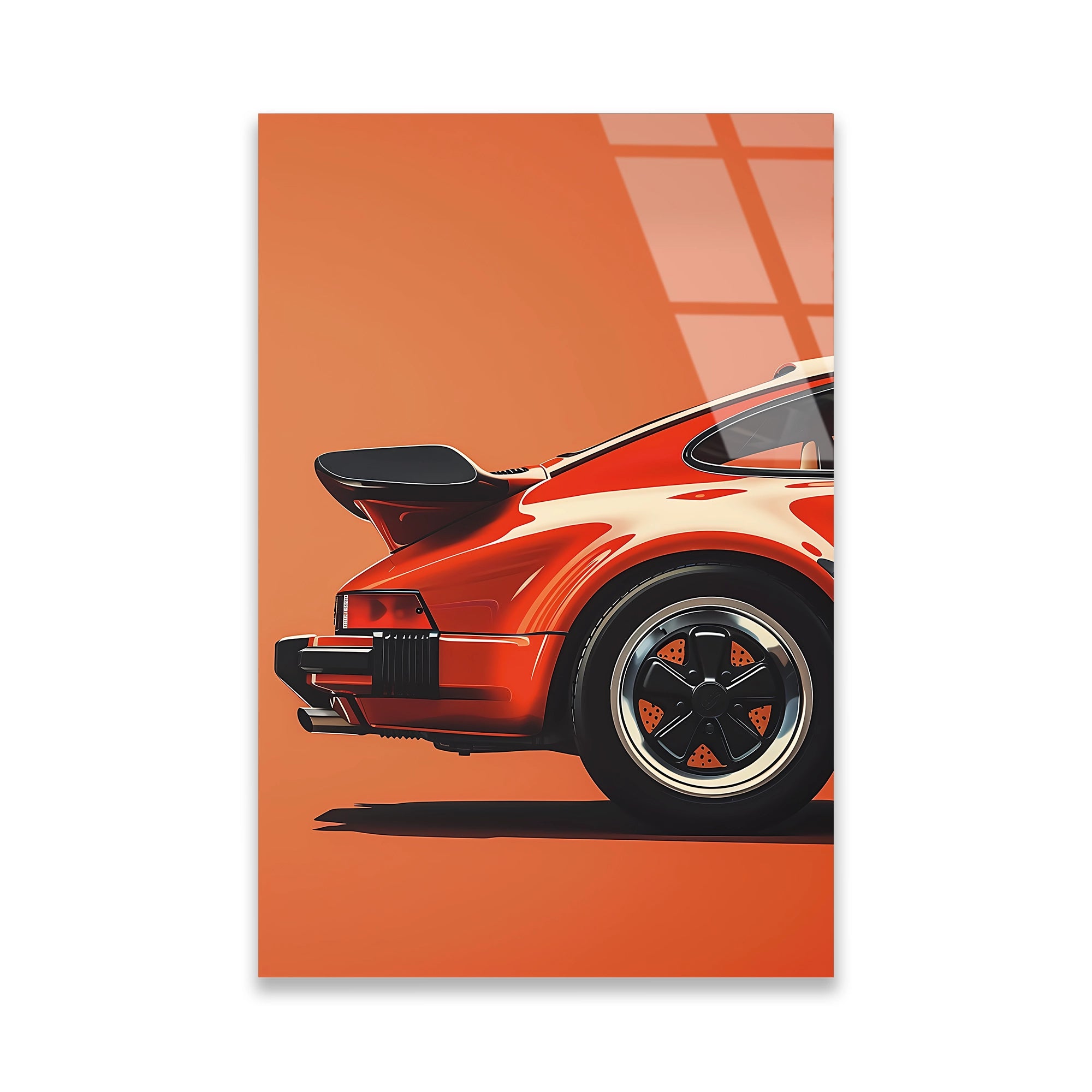 KIRMIZI PORSCHE 911 MİNİMAL İLLÜSTRASYON - CAM TABLO - DEG0474