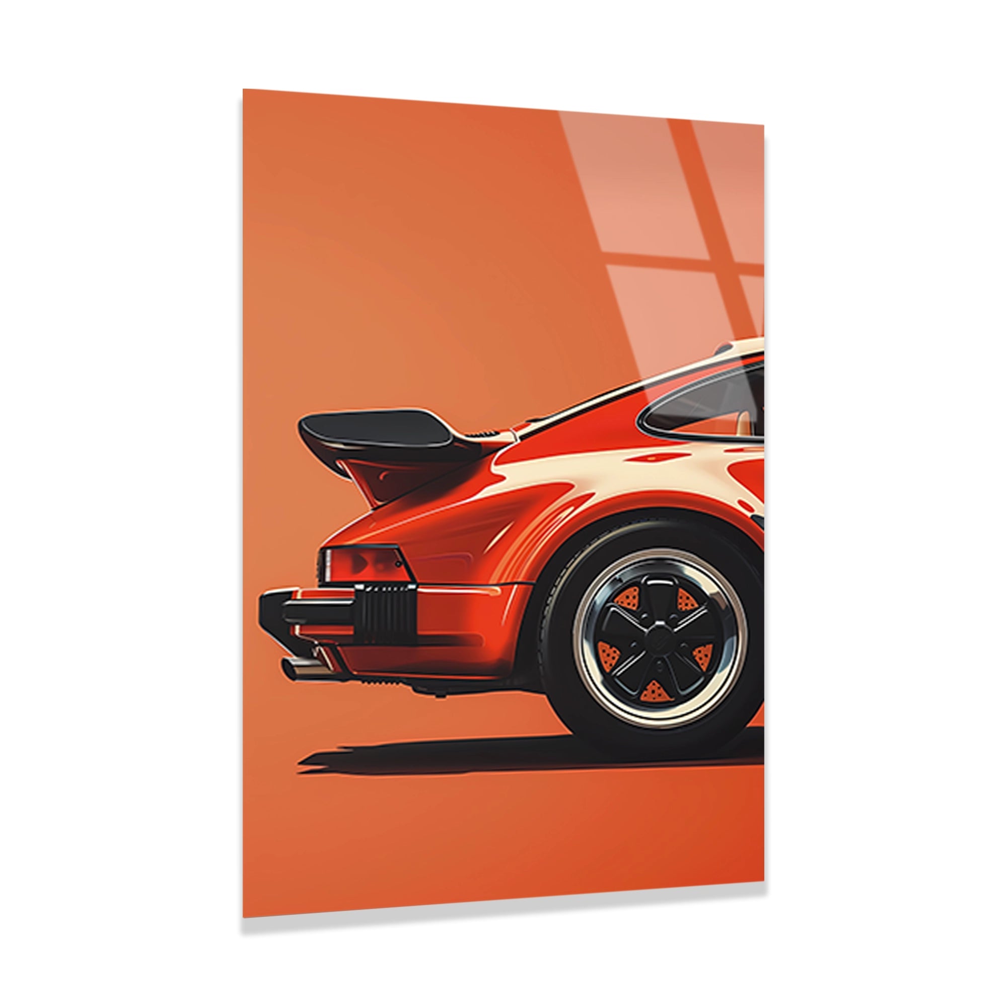 KIRMIZI PORSCHE 911 MİNİMAL İLLÜSTRASYON - CAM TABLO - DEG0474