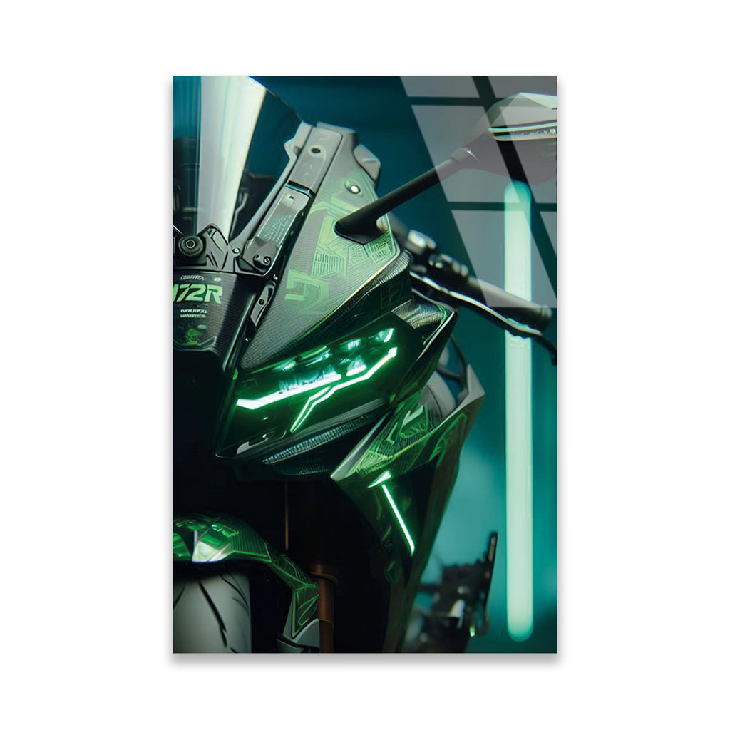 YEŞİL KAWASAKI NINJA NEON - CAM TABLO - DEG0475