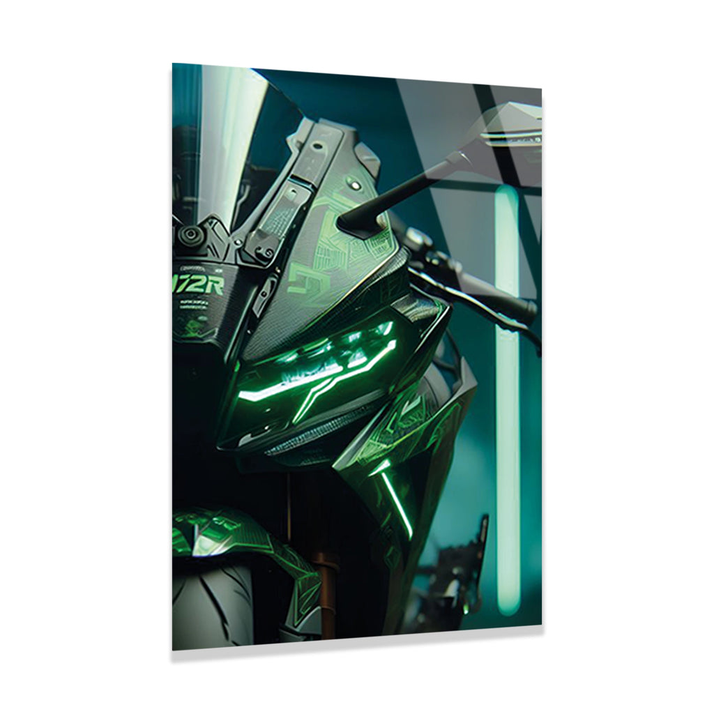 YEŞİL KAWASAKI NINJA NEON - CAM TABLO - DEG0475