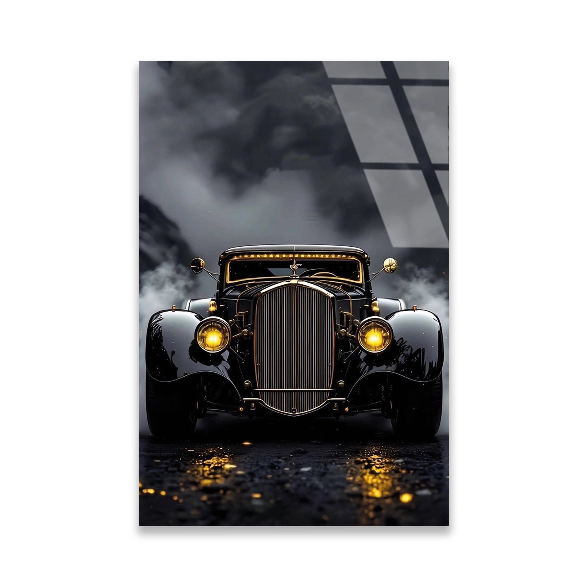 SİYAH HOT ROD VINTAGE - CAM TABLO - DEG0479