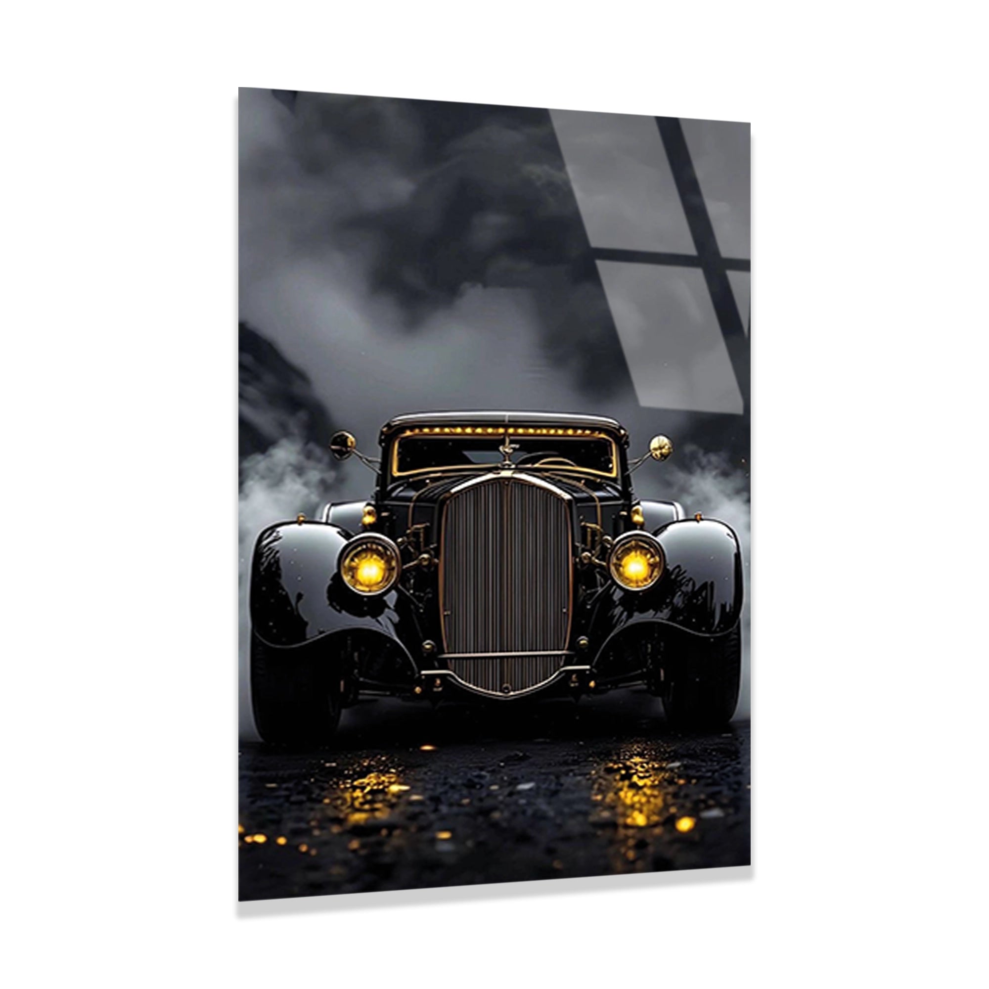 SİYAH HOT ROD VINTAGE - CAM TABLO - DEG0479