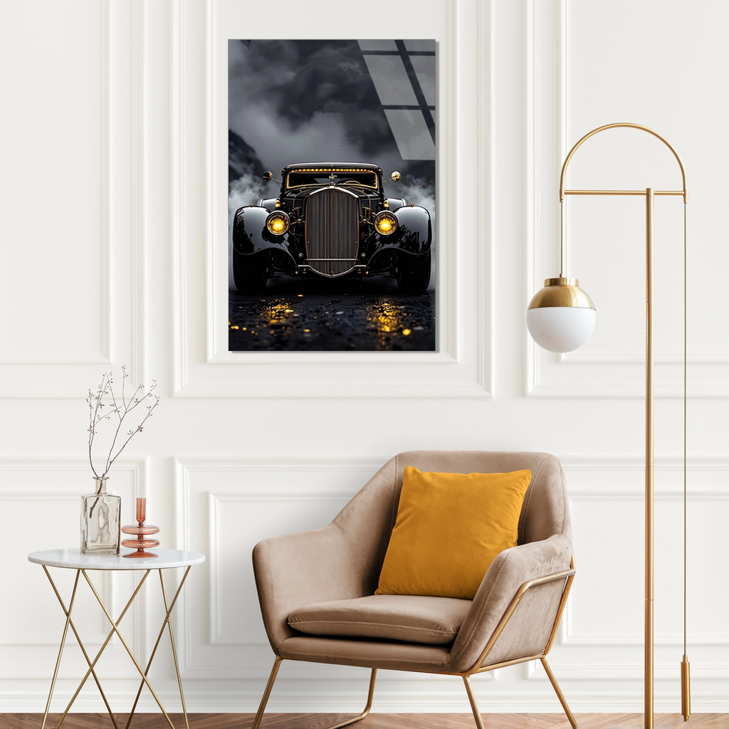 SİYAH HOT ROD VINTAGE - CAM TABLO - DEG0479