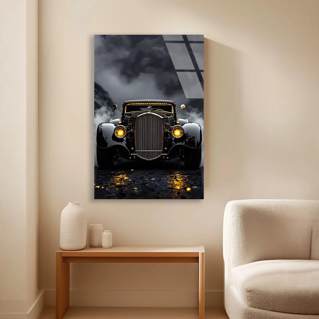 SİYAH HOT ROD VINTAGE - CAM TABLO - DEG0479