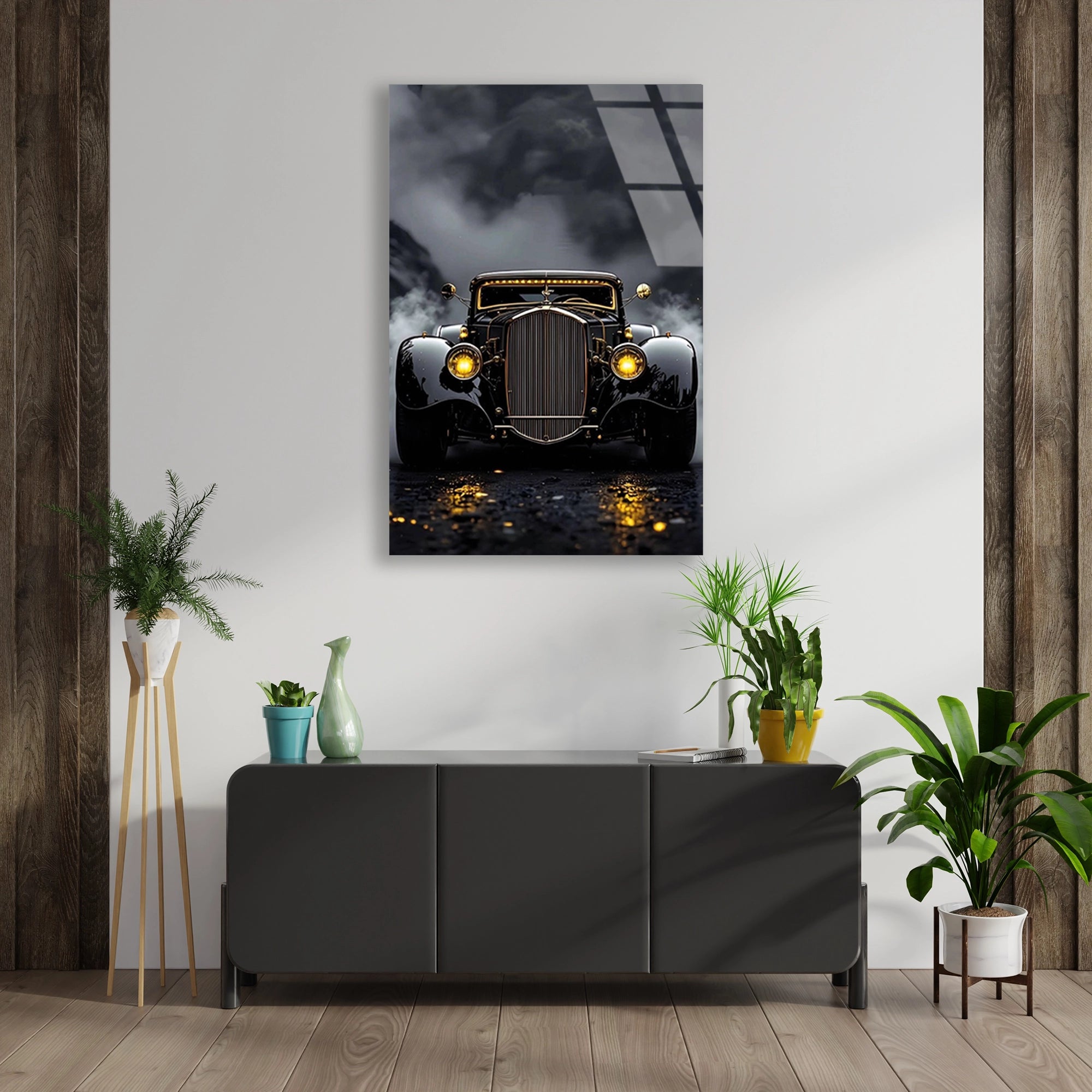 SİYAH HOT ROD VINTAGE - CAM TABLO - DEG0479