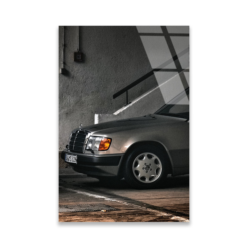 KLASİK MERCEDES W124 SİYAH BEYAZ - CAM TABLO - DEG0481