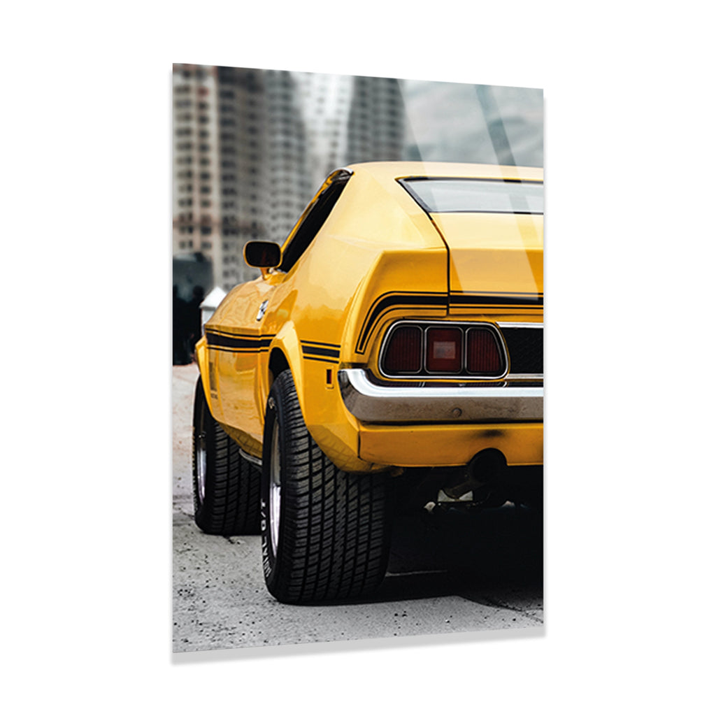 SARI MUSCLE CAR ARKA GÖRÜNÜM - CAM TABLO - DEG0482
