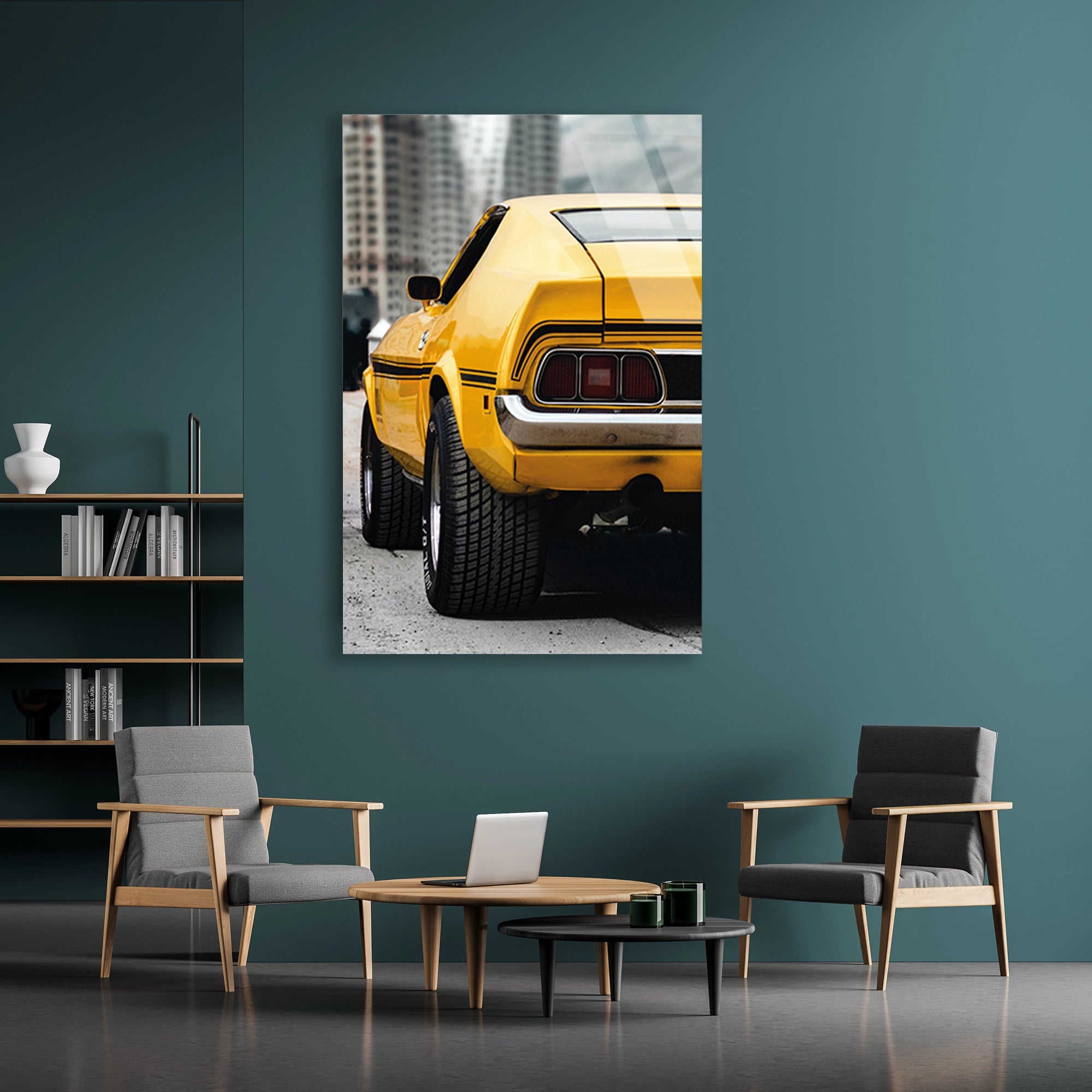 SARI MUSCLE CAR ARKA GÖRÜNÜM - CAM TABLO - DEG0482