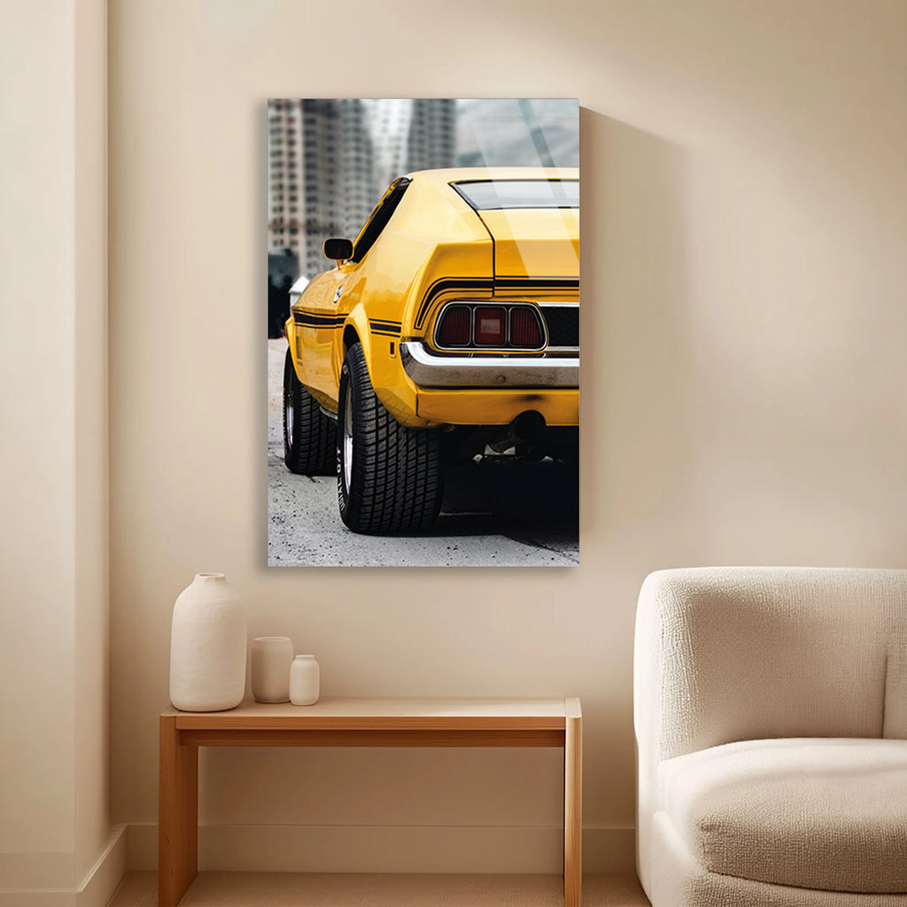 SARI MUSCLE CAR ARKA GÖRÜNÜM - CAM TABLO - DEG0482