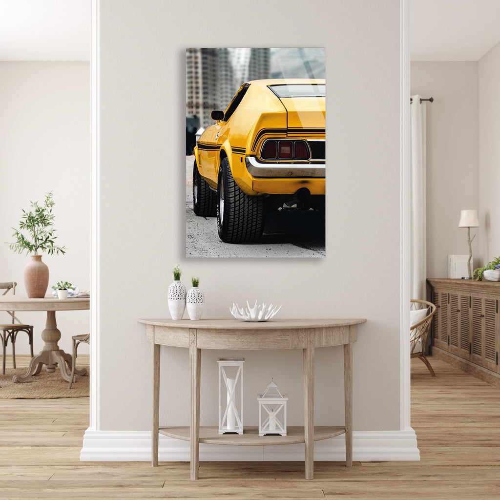 SARI MUSCLE CAR ARKA GÖRÜNÜM - CAM TABLO - DEG0482