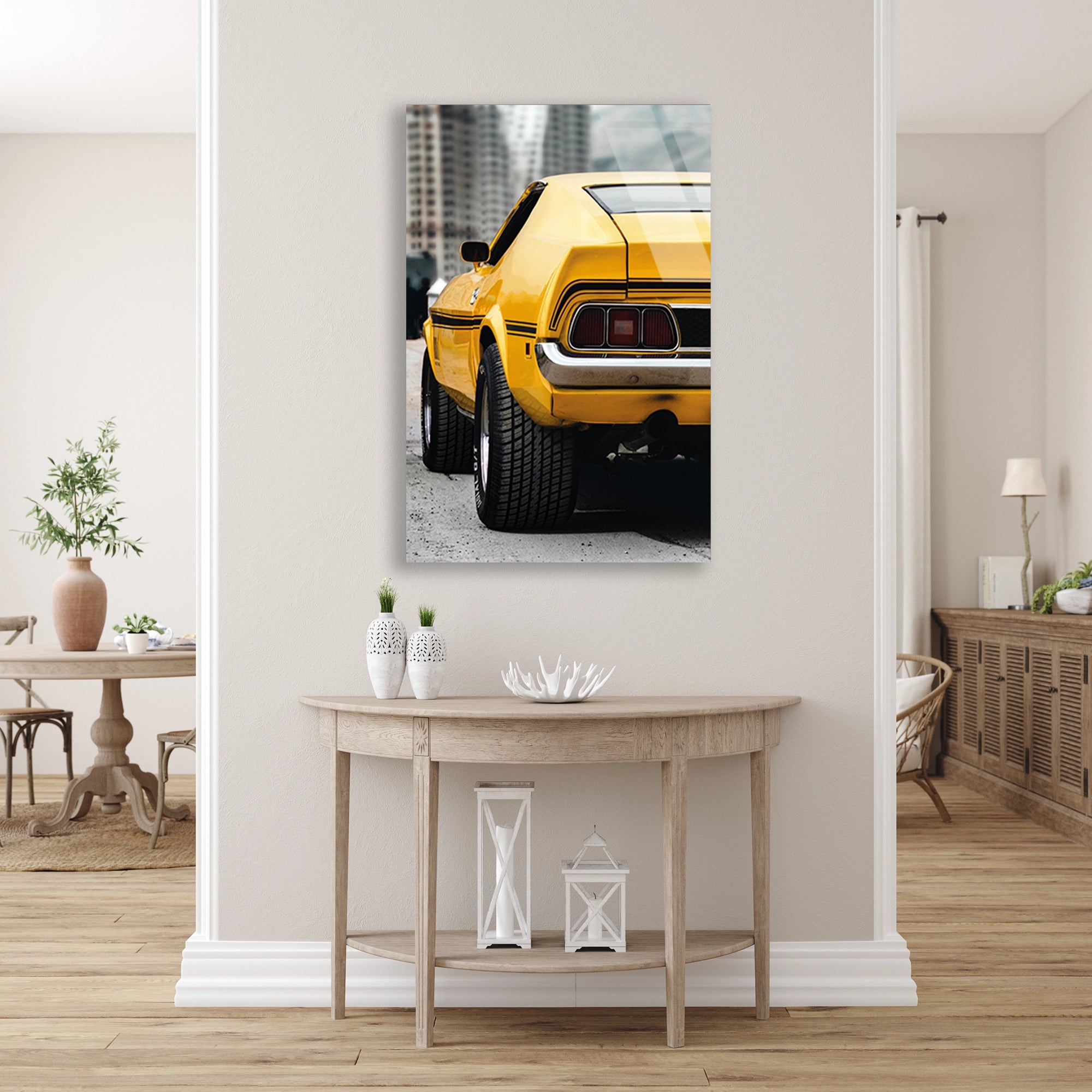SARI MUSCLE CAR ARKA GÖRÜNÜM - CAM TABLO - DEG0482