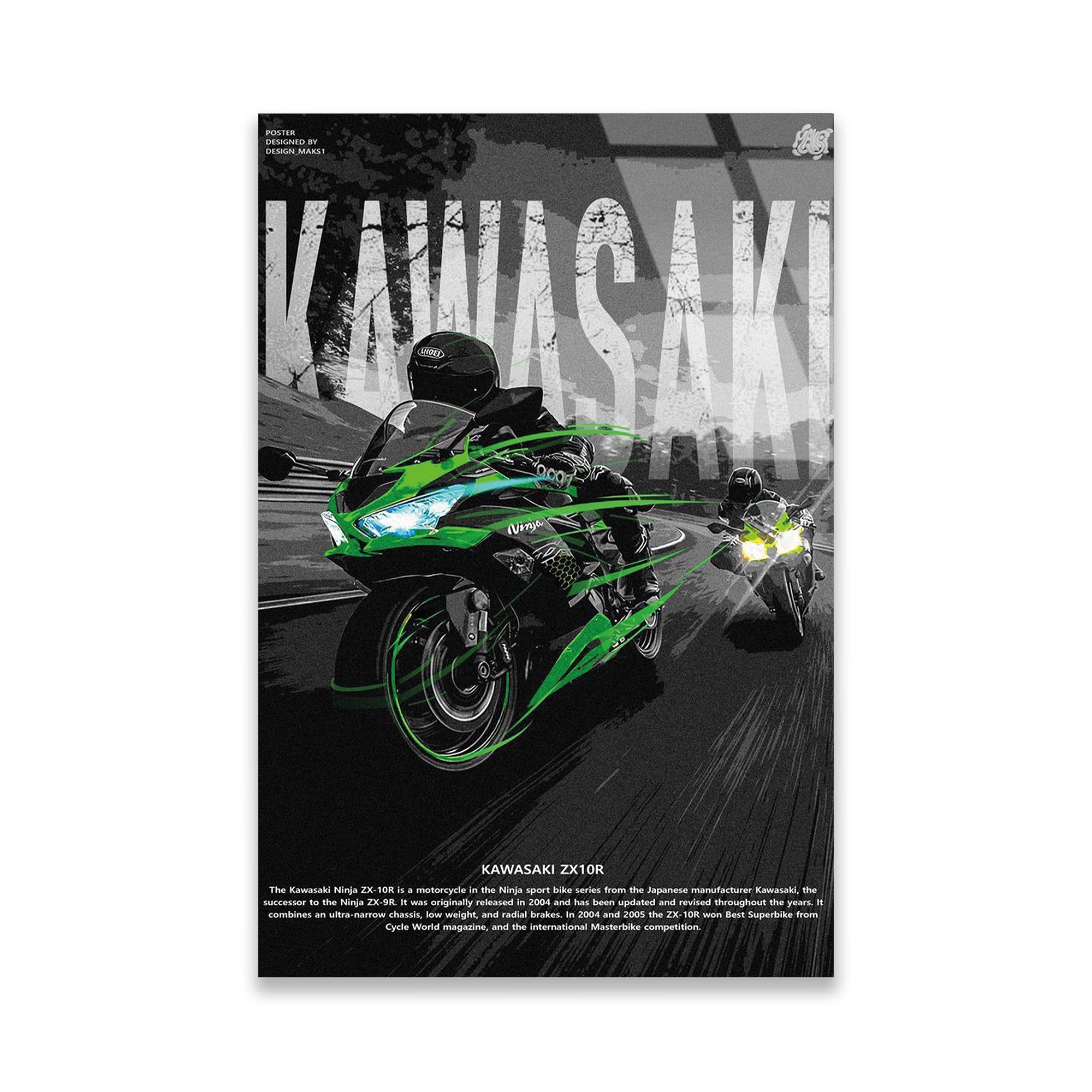 KAWASAKI NINJA YEŞİL POSTER - CAM TABLO - DEG0484