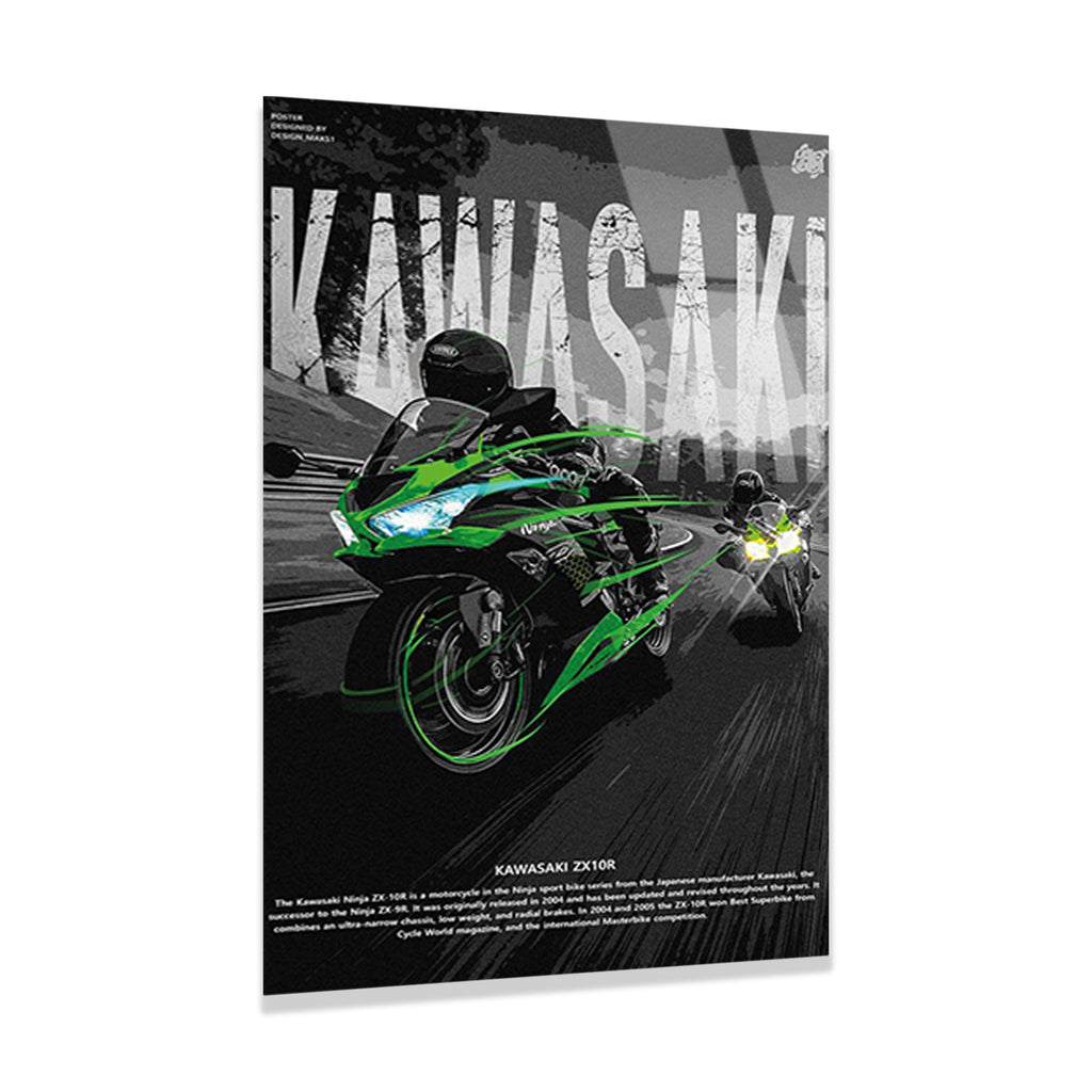 KAWASAKI NINJA YEŞİL POSTER - CAM TABLO - DEG0484