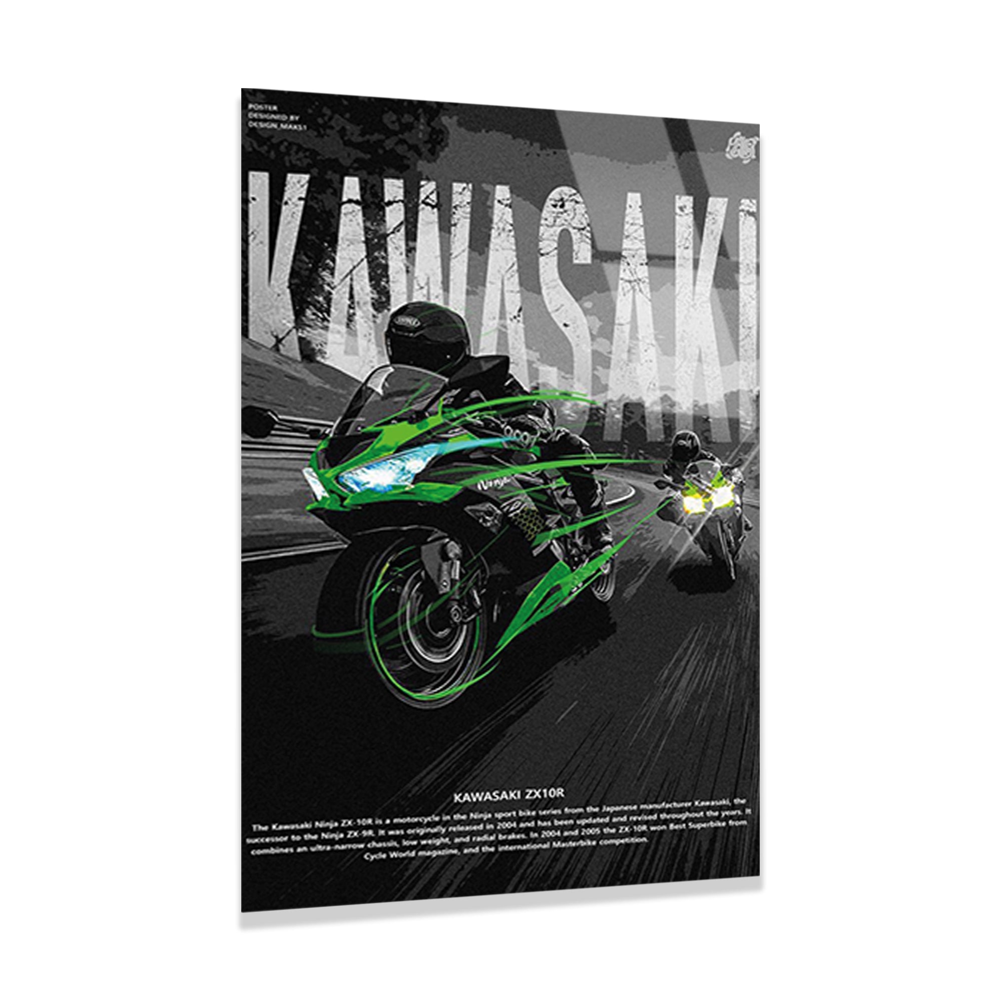 KAWASAKI NINJA YEŞİL POSTER - CAM TABLO - DEG0484