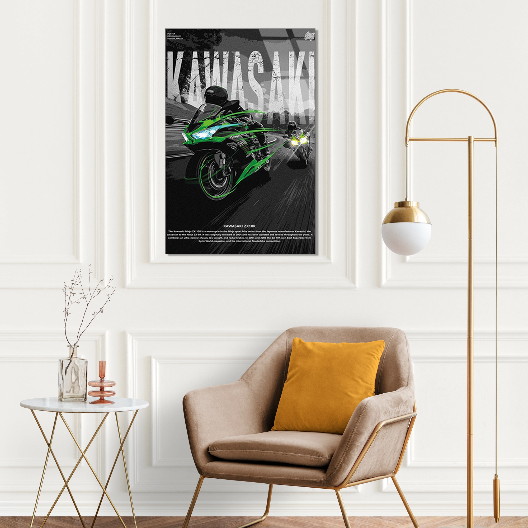 KAWASAKI NINJA YEŞİL POSTER - CAM TABLO - DEG0484