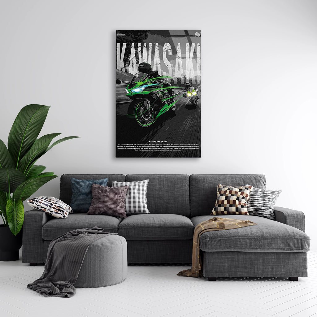 KAWASAKI NINJA YEŞİL POSTER - CAM TABLO - DEG0484