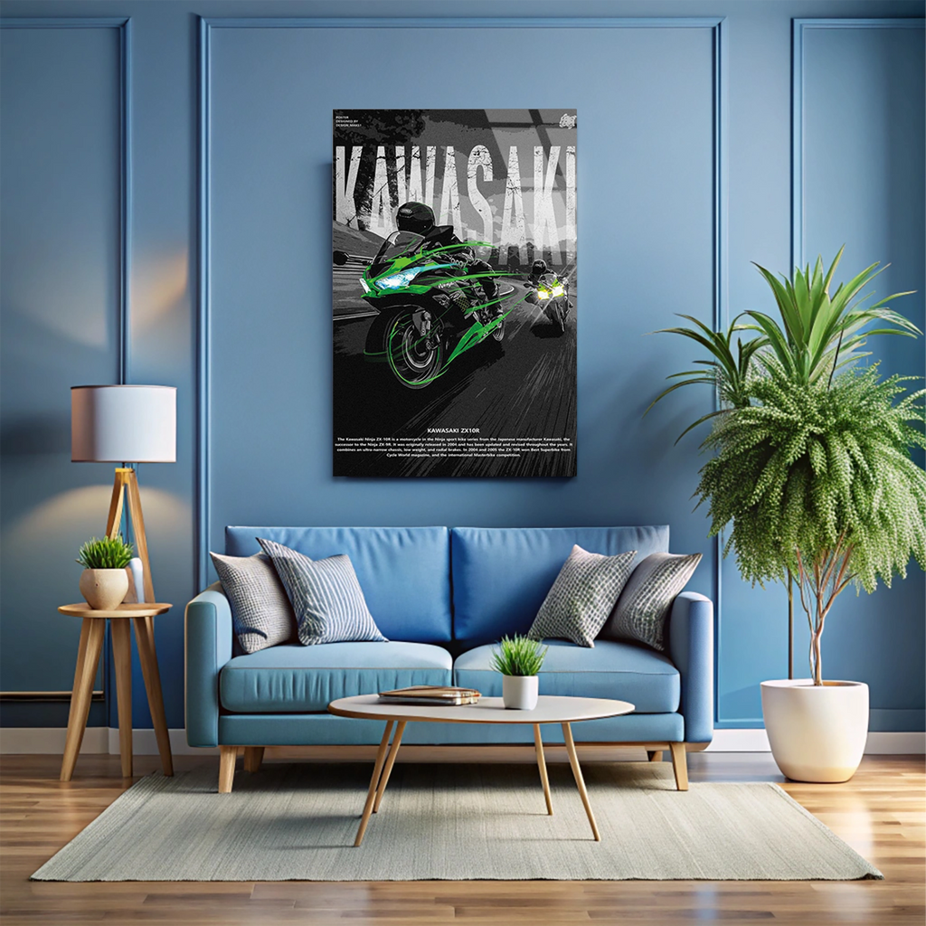 KAWASAKI NINJA YEŞİL POSTER - CAM TABLO - DEG0484