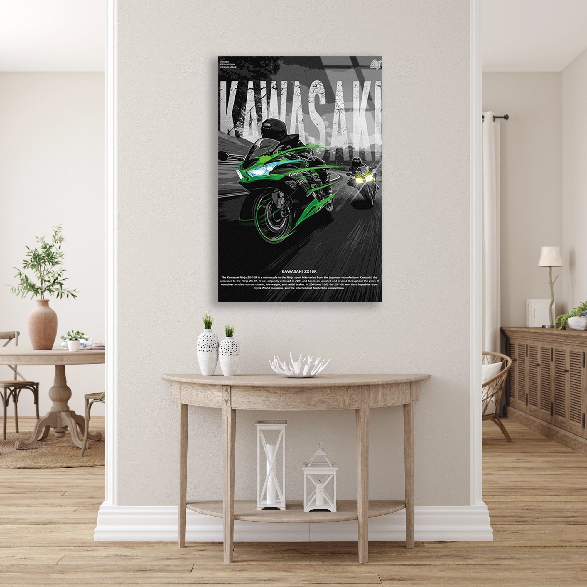 KAWASAKI NINJA YEŞİL POSTER - CAM TABLO - DEG0484